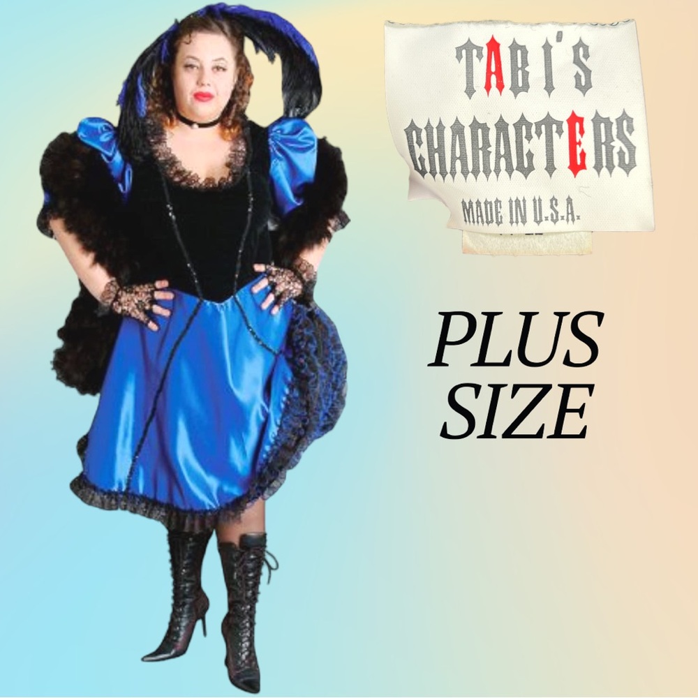 TABI'S CHARACHTERS  Blue & Black Deluxe Plus Size Saloon Girl Costume Dress only